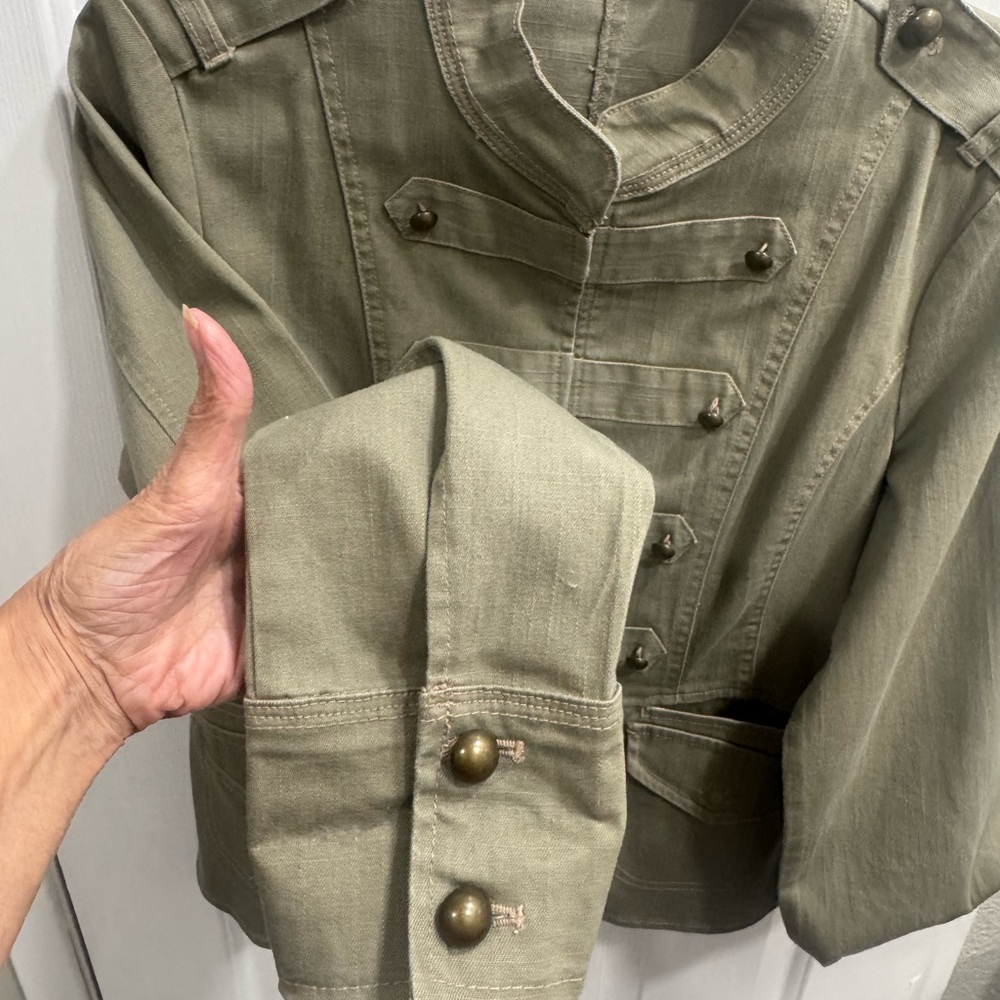 DKNY Jeans Camo Green Military-Style Button Front Jacket Size XL - Picture 6 of 16